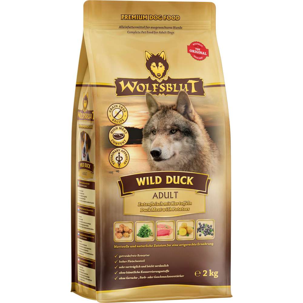 Produktabbildung Wolfsblut Hunde-Trockenfutter Wild Duck Adult, Ente/Kartoffel