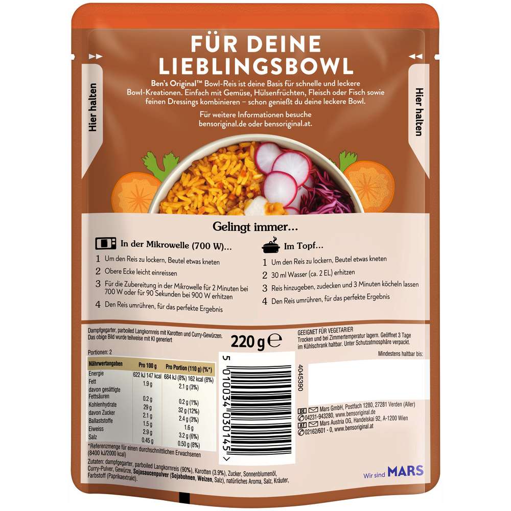 Produktabbildung BEN'S ORIGINAL Express Bowl-Reis, Spicy Curry