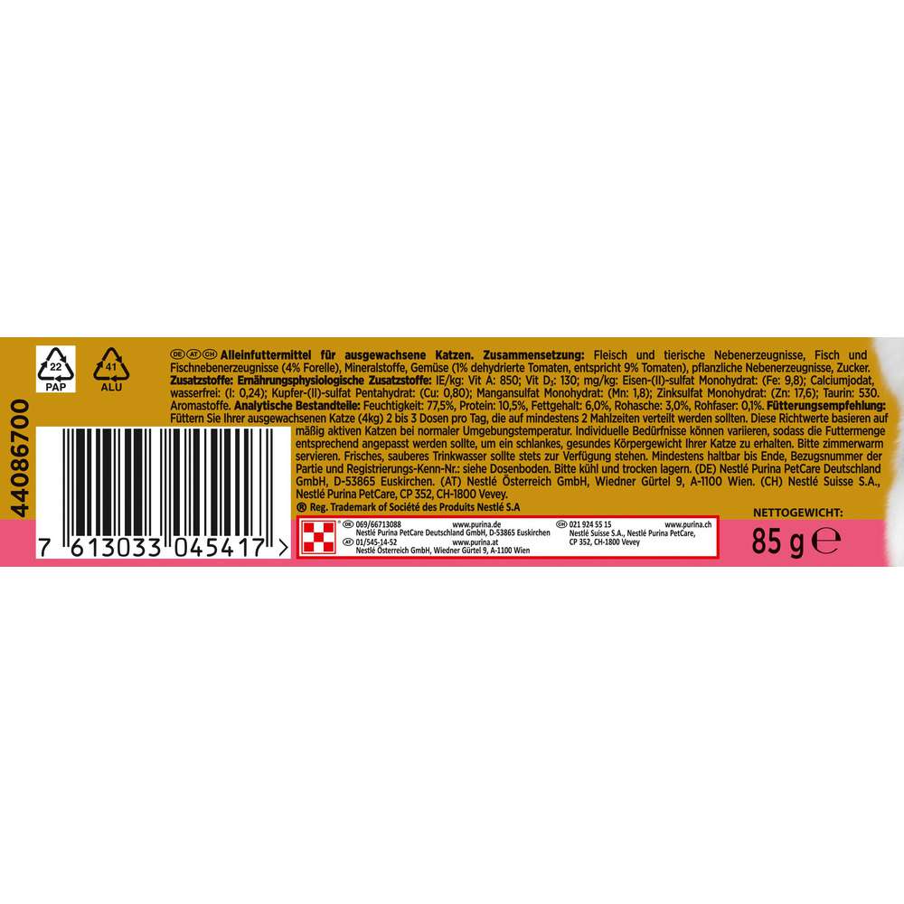 Produktabbildung Purina Katzen-Nassfutter Gourmet Gold, Feine Pastete mit Forelle & Tomaten