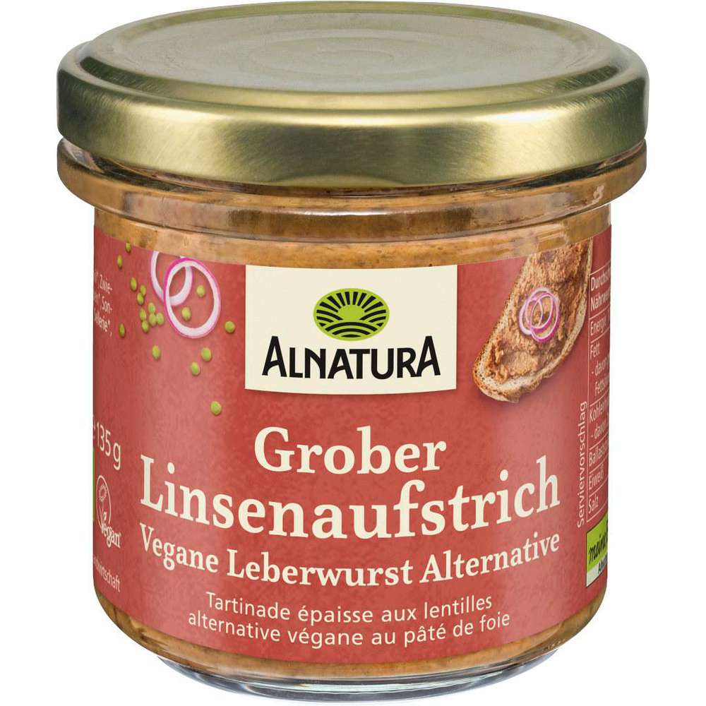 Produktabbildung Alnatura Grober Linsenaufstrich, Vegane Leberwurst Alternative
