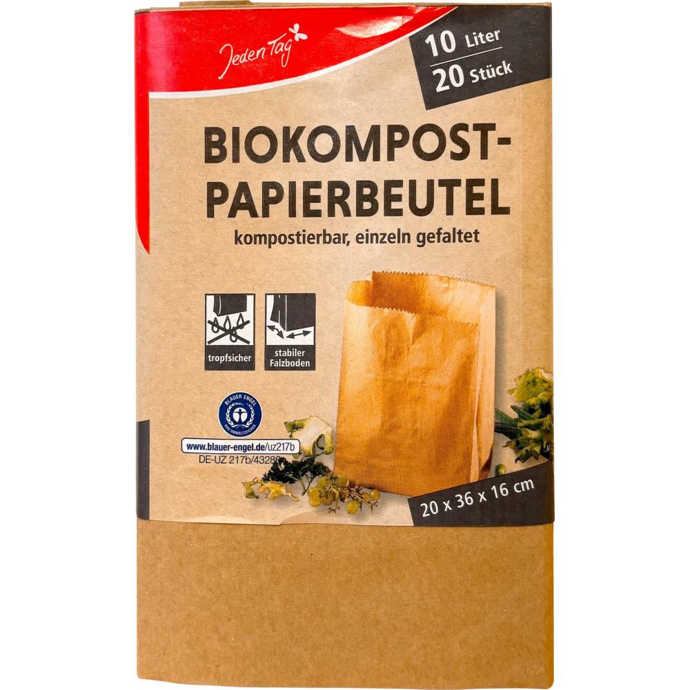 Produktabbildung keine Marke Jeden Tag  Biokompost PapierMüllbeutel, 20 Stück