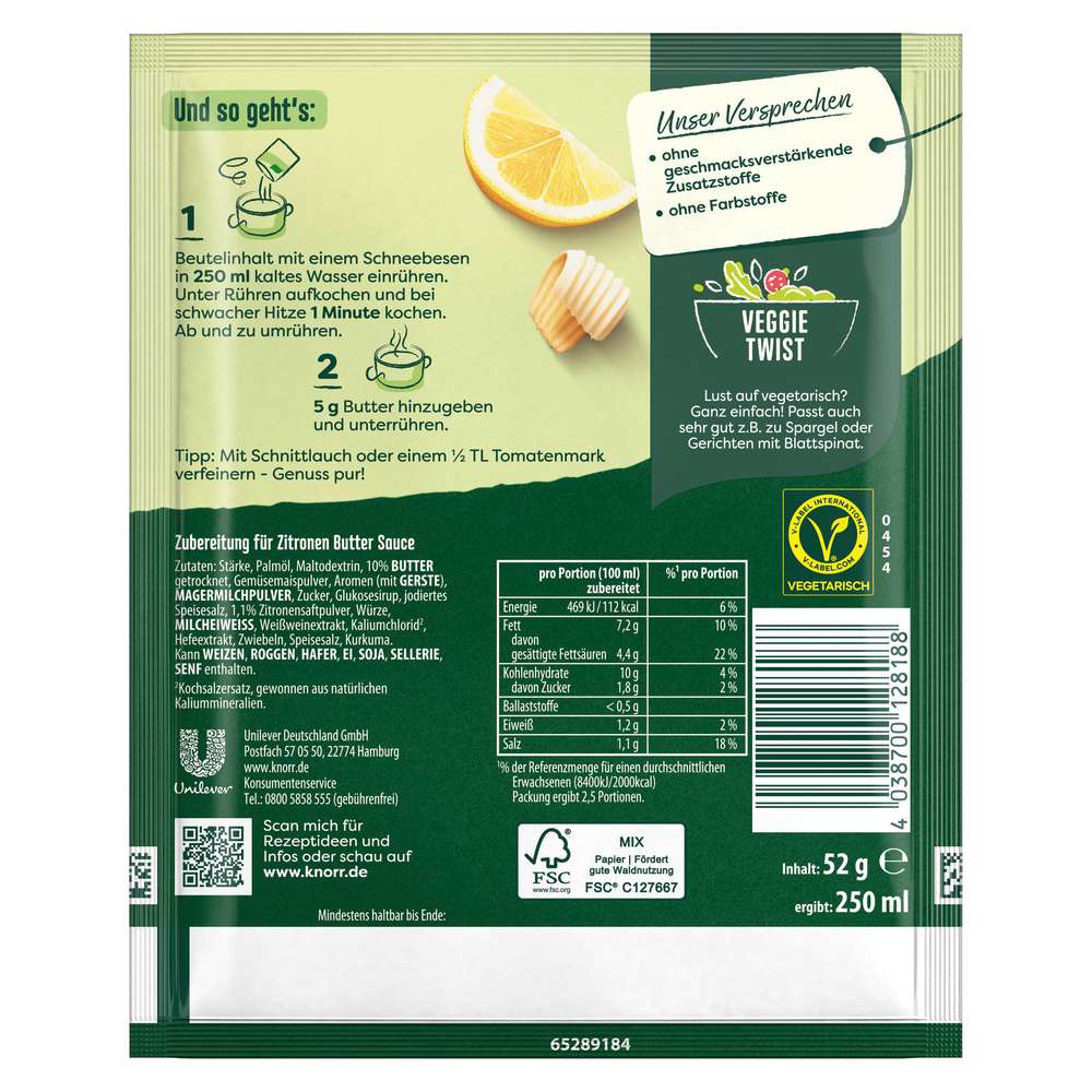 Produktabbildung Knorr Feinschmecker Zitronen Butter Sauce