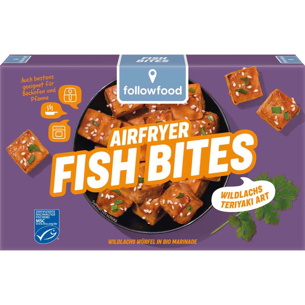 Produktabbildung followfood Airfryer Fish Bites, Teriyaki, tiefgekühlt