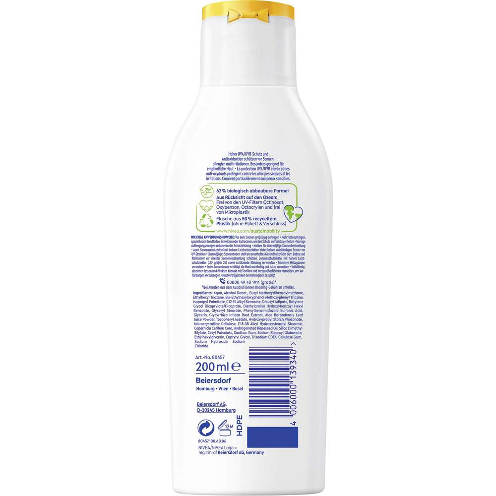 Produktabbildung Nivea Sun Sensitiv Milch LSF 50+