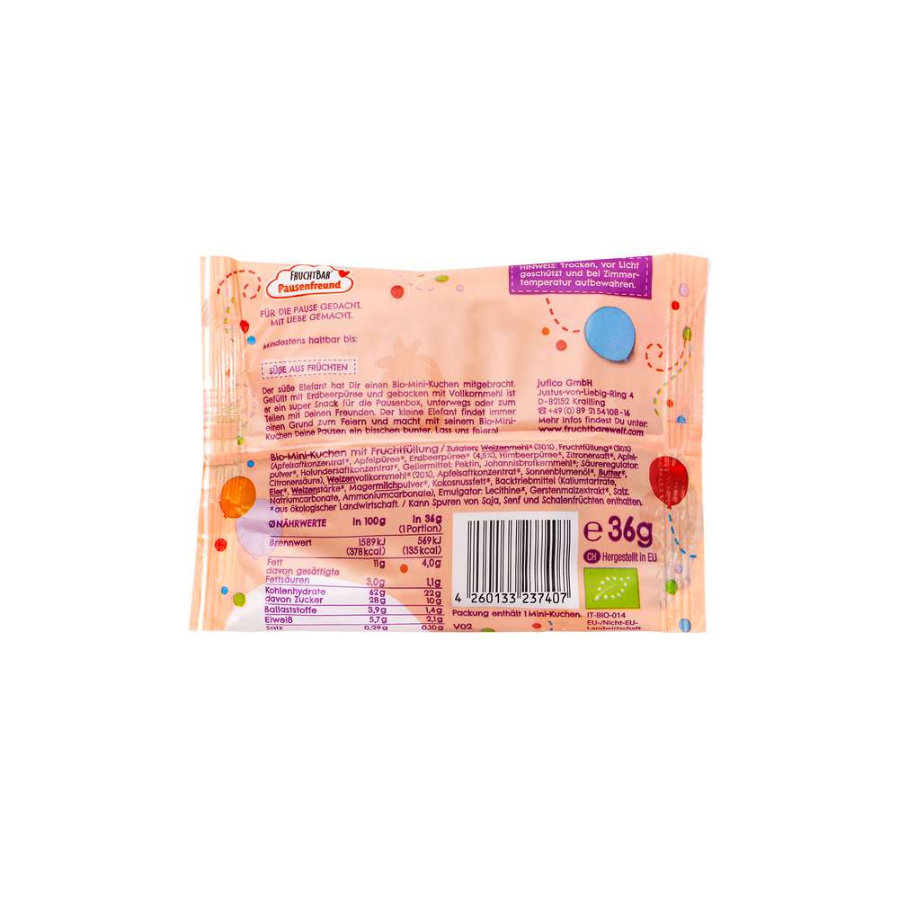 Produktabbildung Fruchtbar Bio Mini-Kuchen, mit Erdbeerpüree