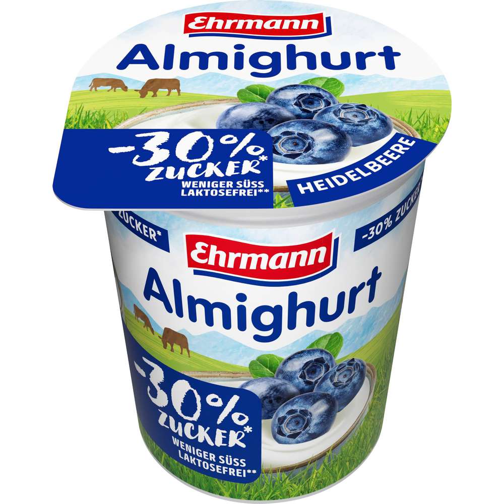 Produktabbildung Ehrmann Fruchtjoghurt Almighurt, Heidelbeere, 30 % weniger Zucker