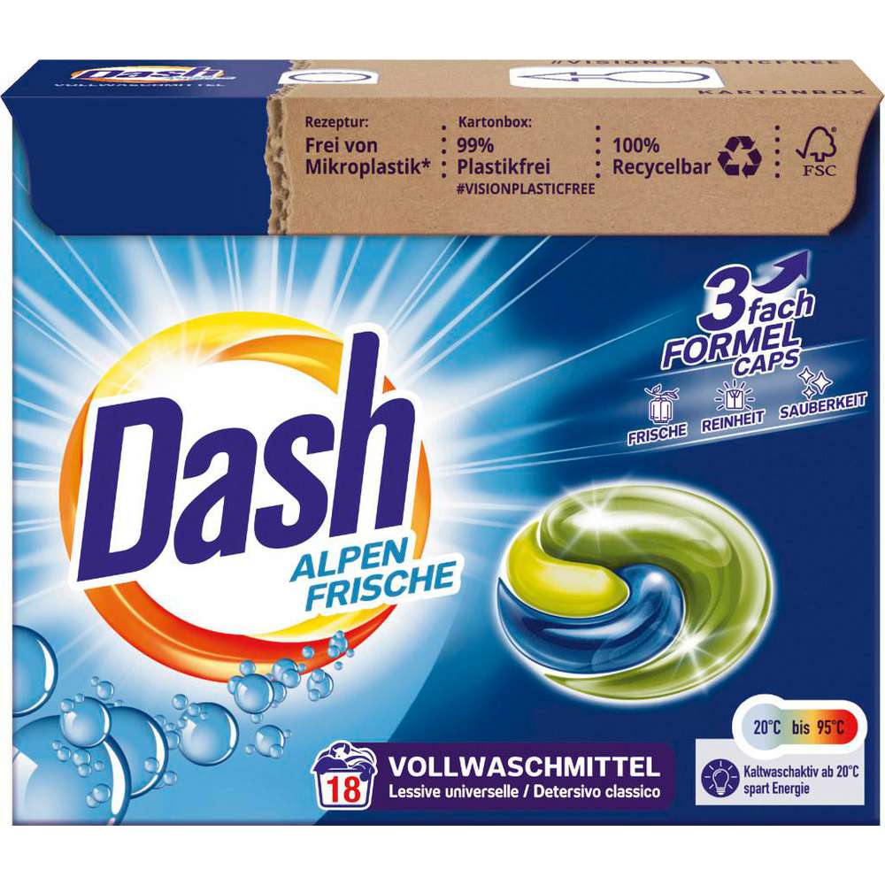 Produktabbildung Dash Voll-Waschmittel, Caps 3 in 1, Alpenfrische