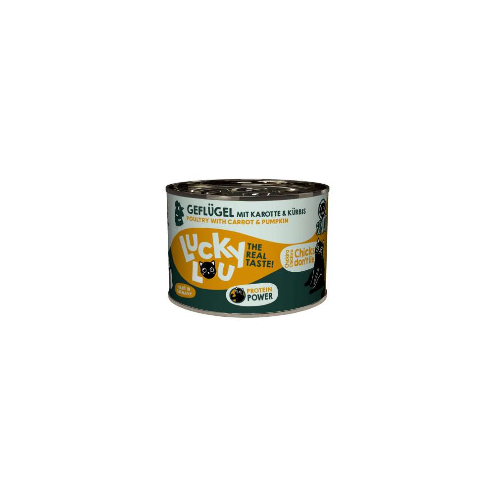 Produktabbildung Lucky Lou Katzen-Nassfutter Senior, Geflügel mit Karotten und Kürbis