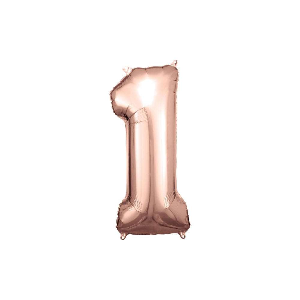 Produktabbildung amscan Folienballon Roségold, große Nummer 1