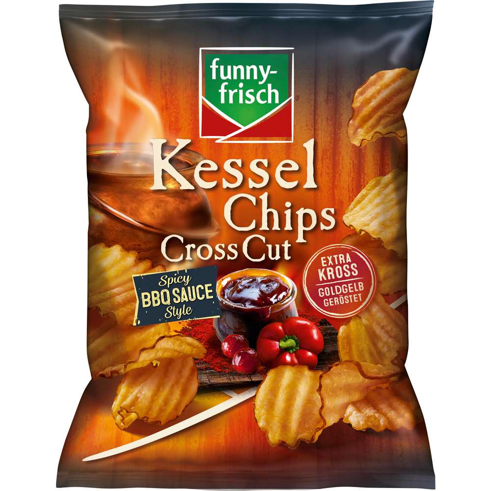 Produktabbildung funny-frisch Kessel Chips Cross Cut Spicy BBQ Sauce