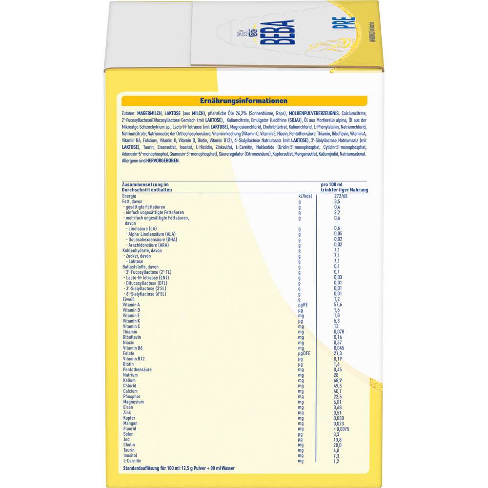 Produktabbildung Nestle Beba Anfangsmilch Pre