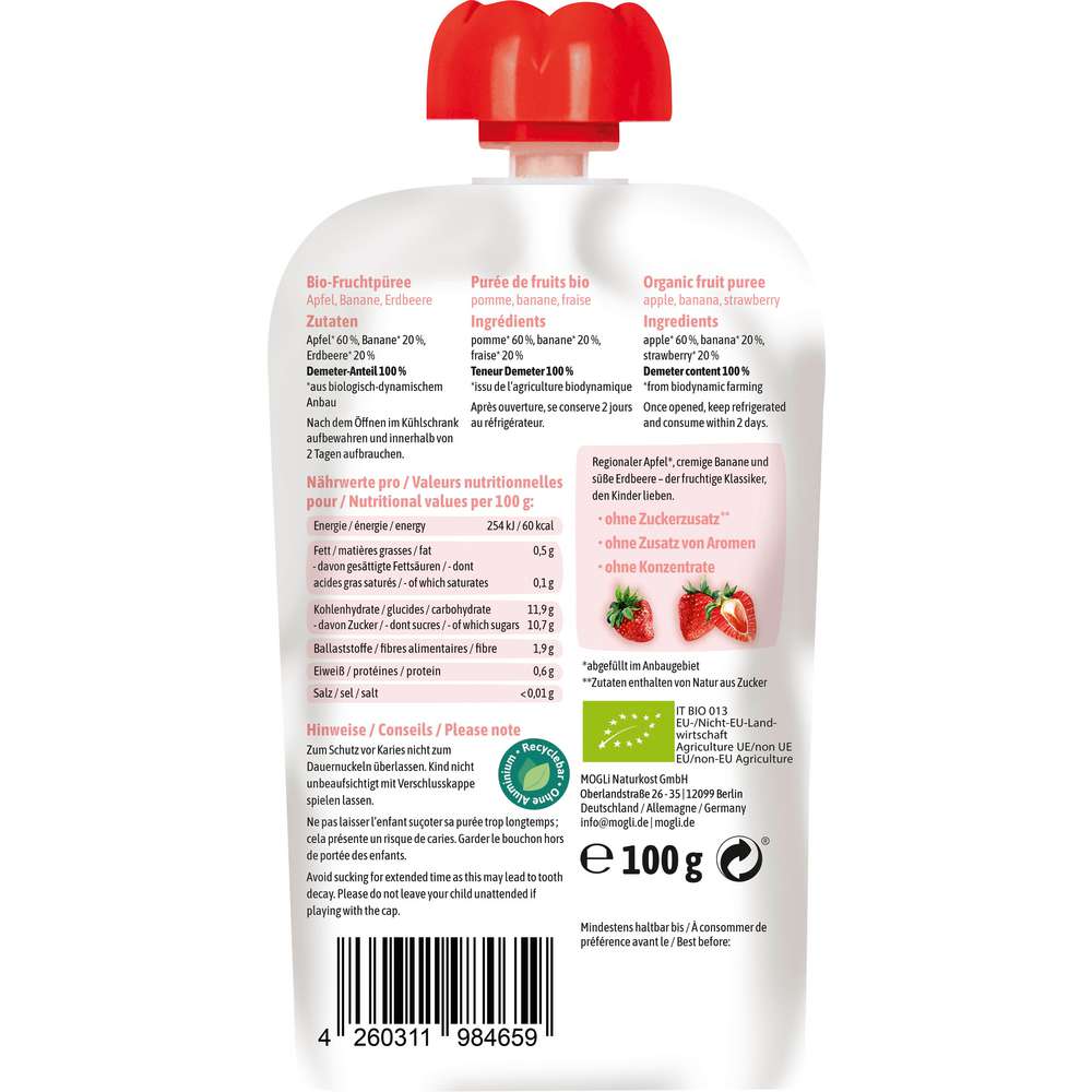 Produktabbildung MOGLi Quetschie, Erdbeer/Banane