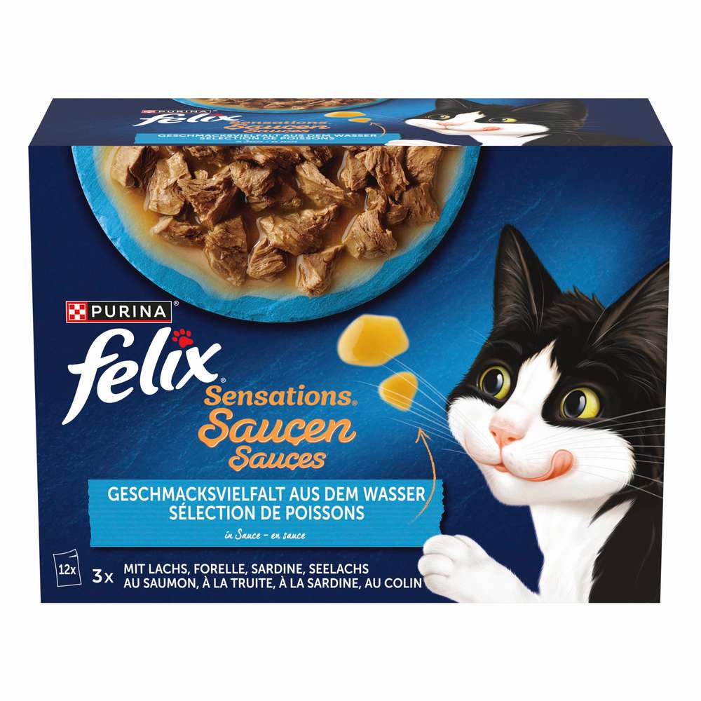 Produktabbildung Purina Katzen-Nassfutter Felix, Sensations Saucen, Fischvielfalt in Sauce