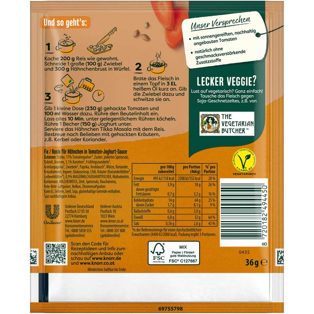 Produktabbildung Knorr Fix-Würzmischung, Indisches Hähnchen