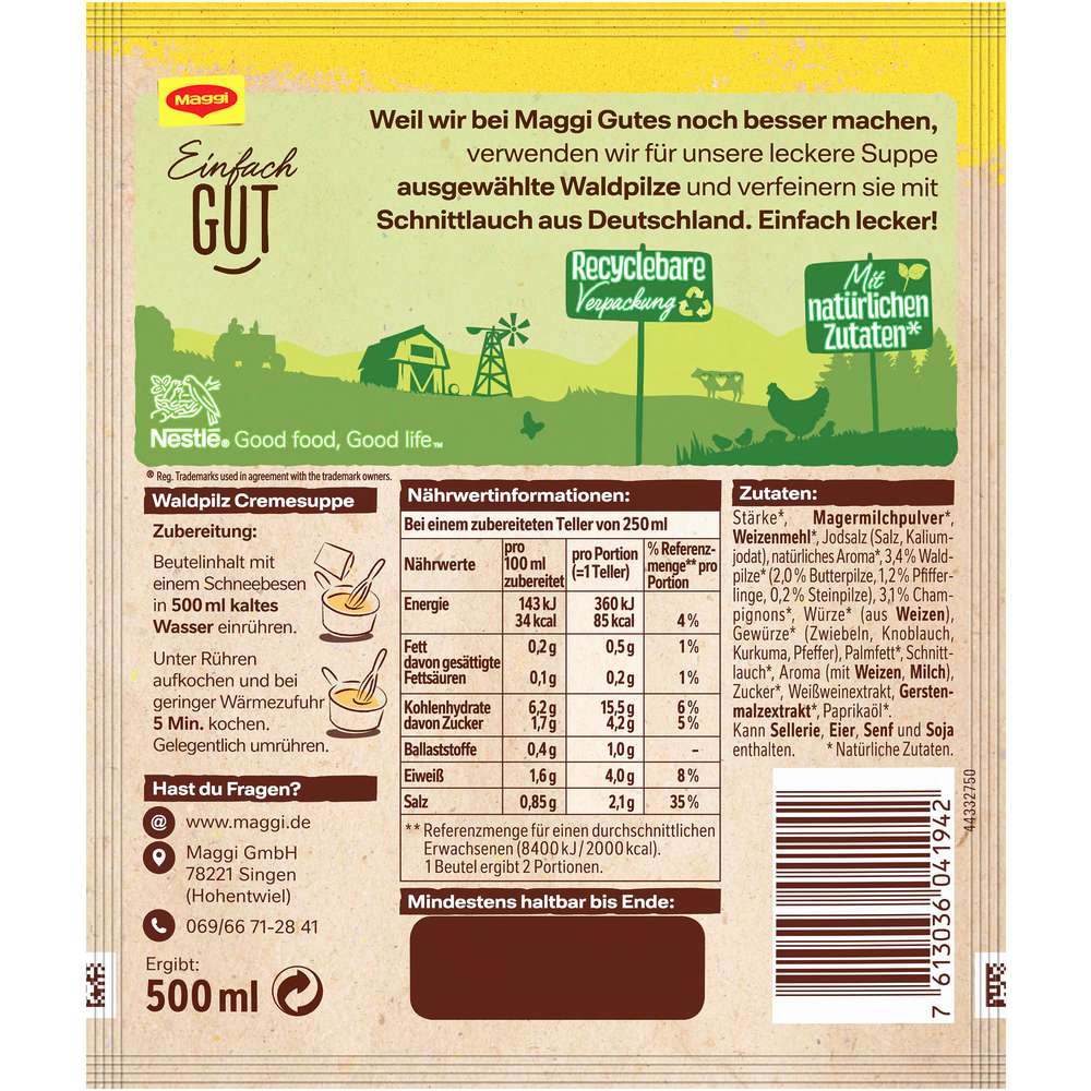 Produktabbildung Maggi Genießer Suppe, Waldpilz Creme