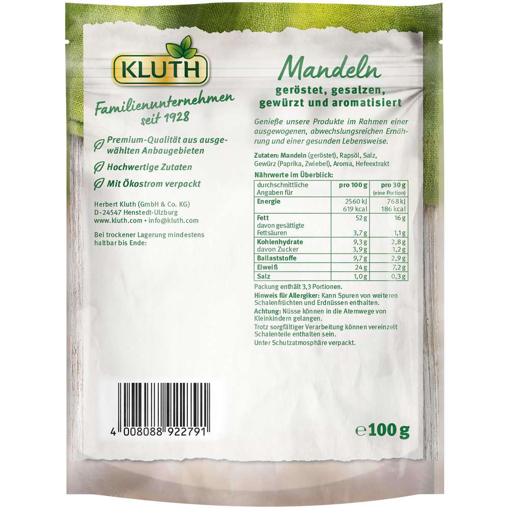 Produktabbildung Kluth Rauch-Mandeln, geröstet & gesalzen