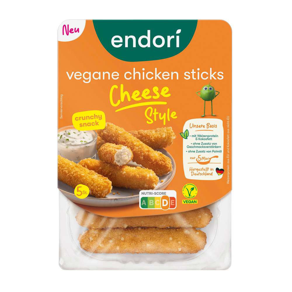 Produktabbildung endori Vegane Chicken-Sticks, Cheese