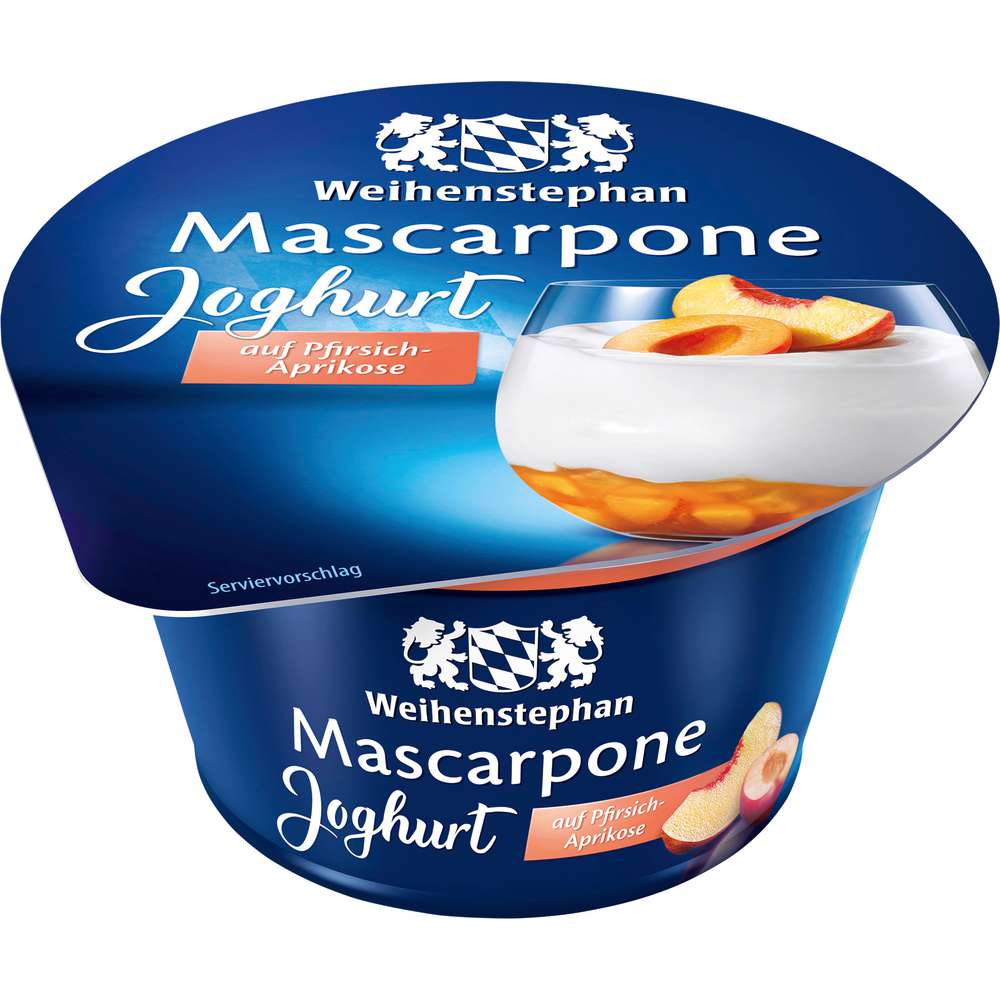 Produktabbildung Weihenstephan Mascarpone Joghurt, Pfirsich-Aprikose