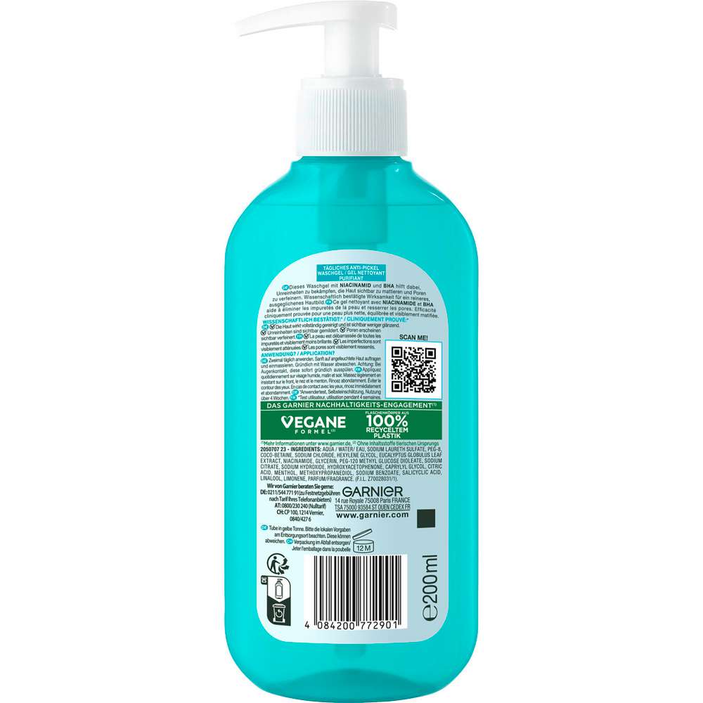 Produktabbildung Garnier Hautklar Anti-Pickel Waschgel