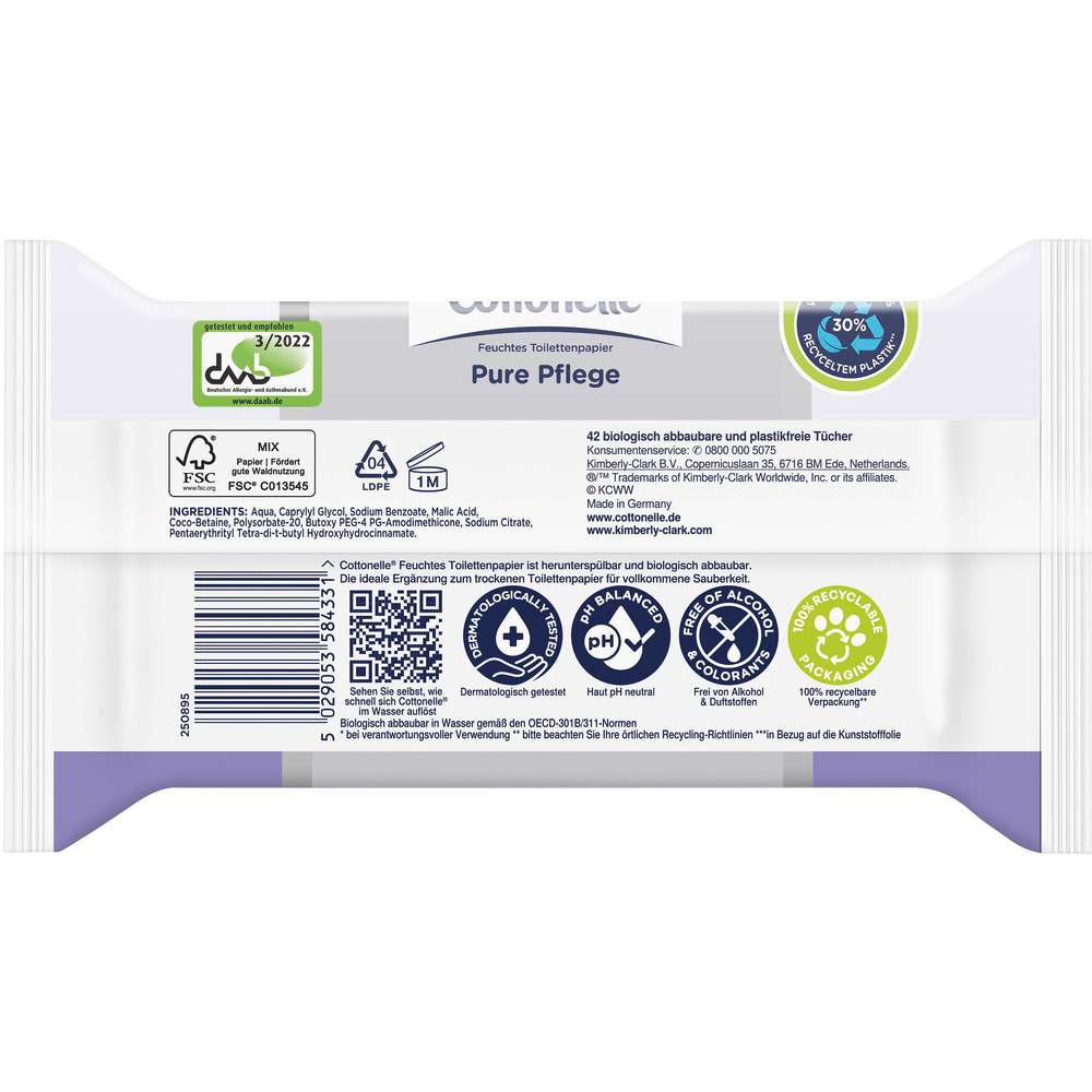 Produktabbildung Cottonelle Feuchtes Toilettenpapier, empfindliche Haut