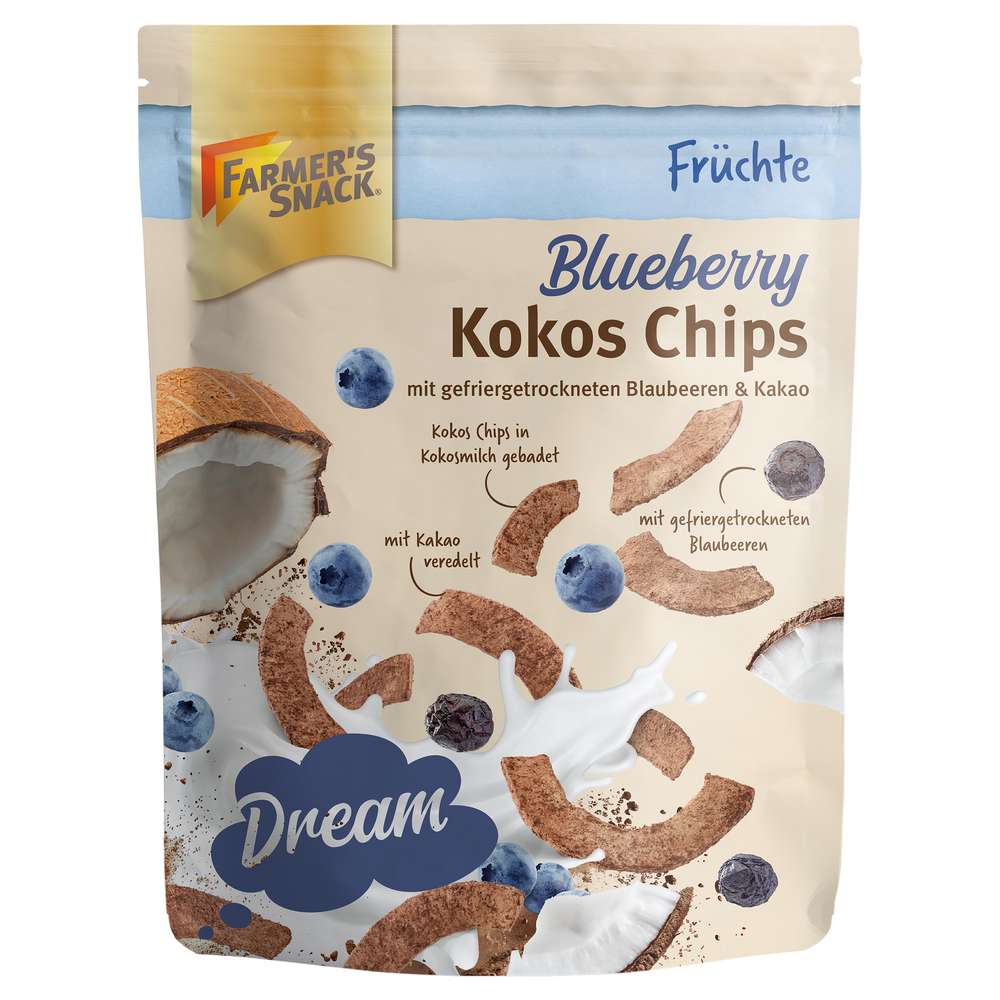 Produktabbildung Farmer's Snack Kokos-Chips Blaubeere