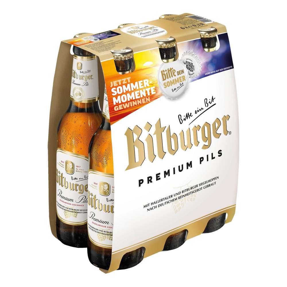 Produktabbildung Bitburger Premium Pilsener Bier, 4,8 % (6x 0,330 Liter)