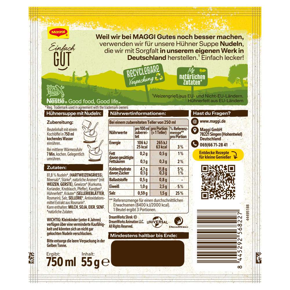 Produktabbildung Maggi Hühner Suppe Shrek 3