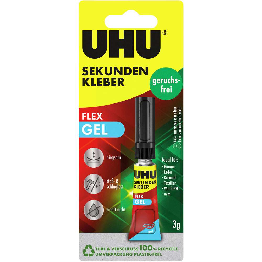 Produktabbildung UHU Sekundenkleber geruchsfrei, SUPERFLEX GEL 3g