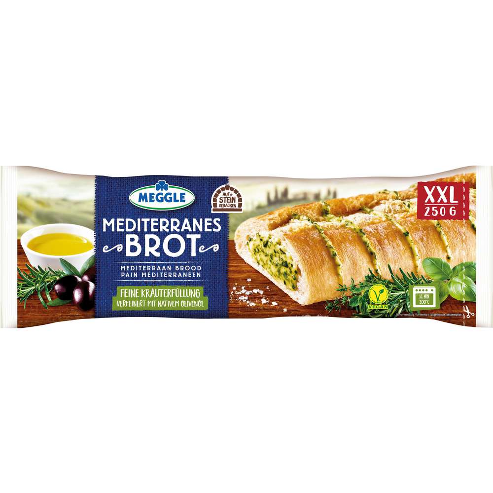 Produktabbildung Meggle Mediterranes Brot XXL, feine Kräuterfüllung