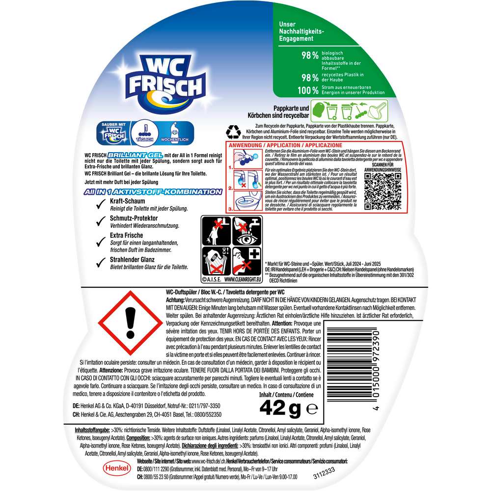 Produktabbildung WC Frisch Duftspüler Brilliant Gel, Arctic Ocean