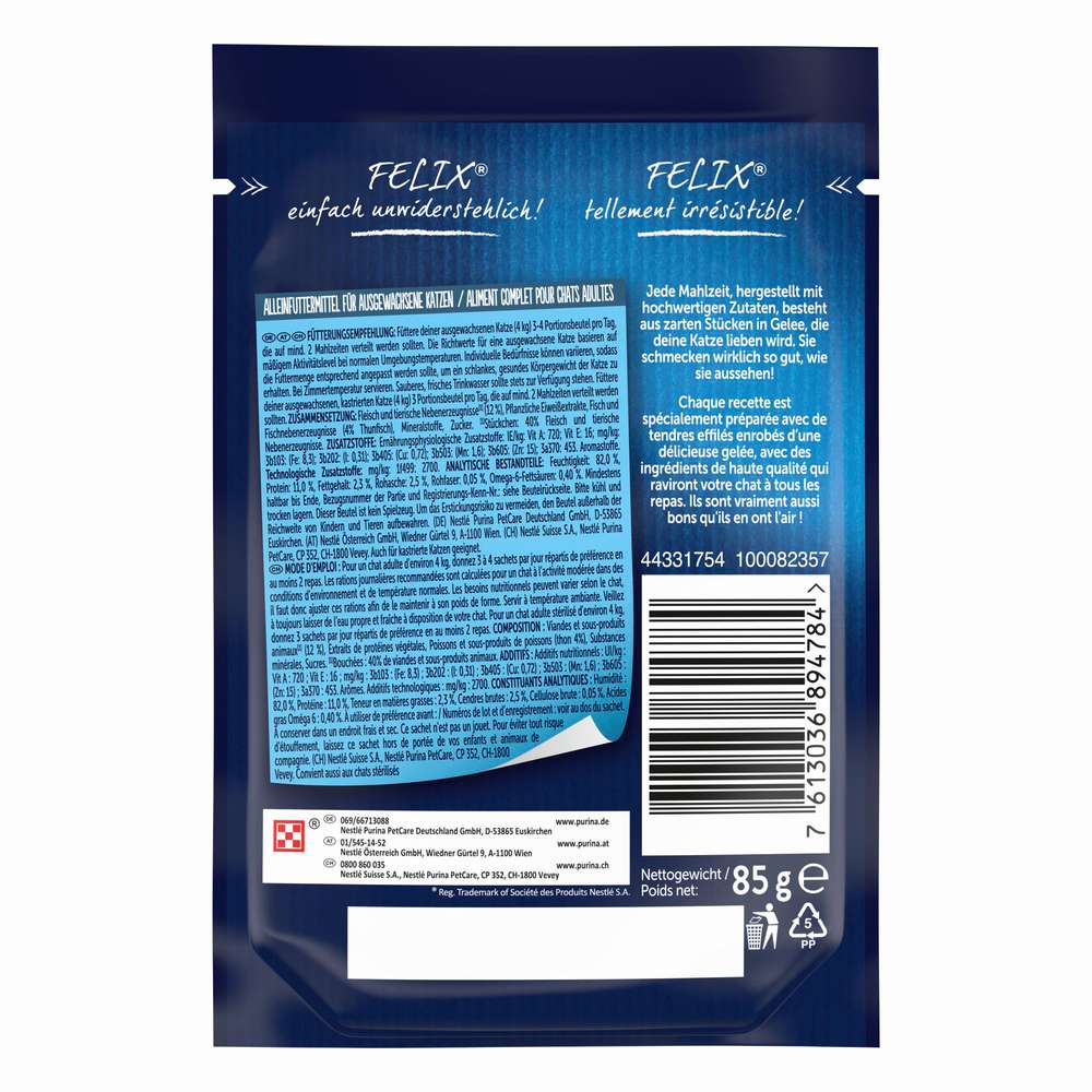 Produktabbildung Purina Katzen-Nassfutter Felix, So gut wie es aussieht, Thunfisch in Gelee