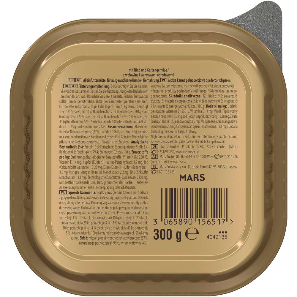 Produktabbildung Cesar Hundenassfutter, Rind/Gemüse