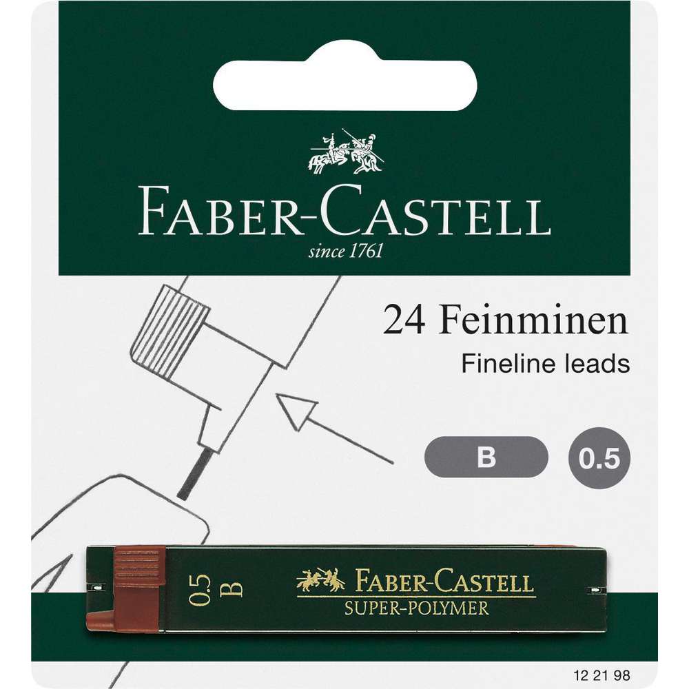 Produktabbildung Faber-Castell Bleistift Feinminen, B, 0,5 mm, 2x12 Stück