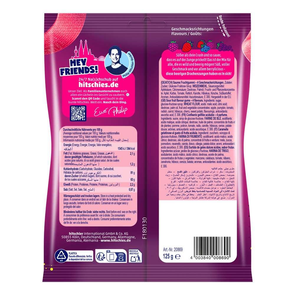 Produktabbildung Hitschler Saure Drachenzungen, Berry Mix