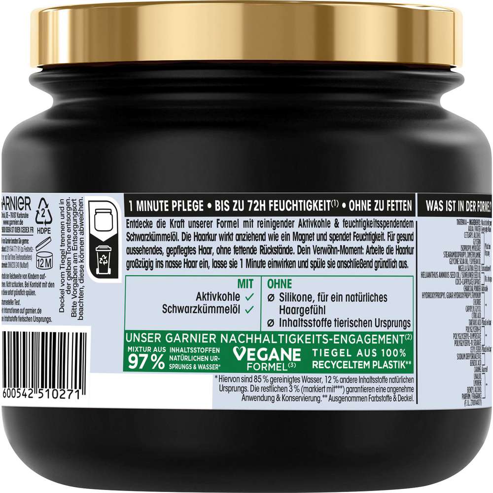 Produktabbildung Garnier Wahre Schätze Haarmaske, Aktivkohle