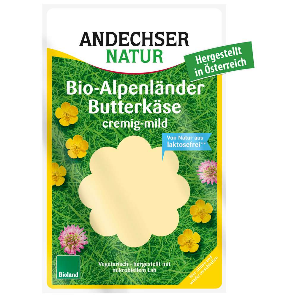 Produktabbildung Andechser Bio Alpenländer Butterkäse Scheiben