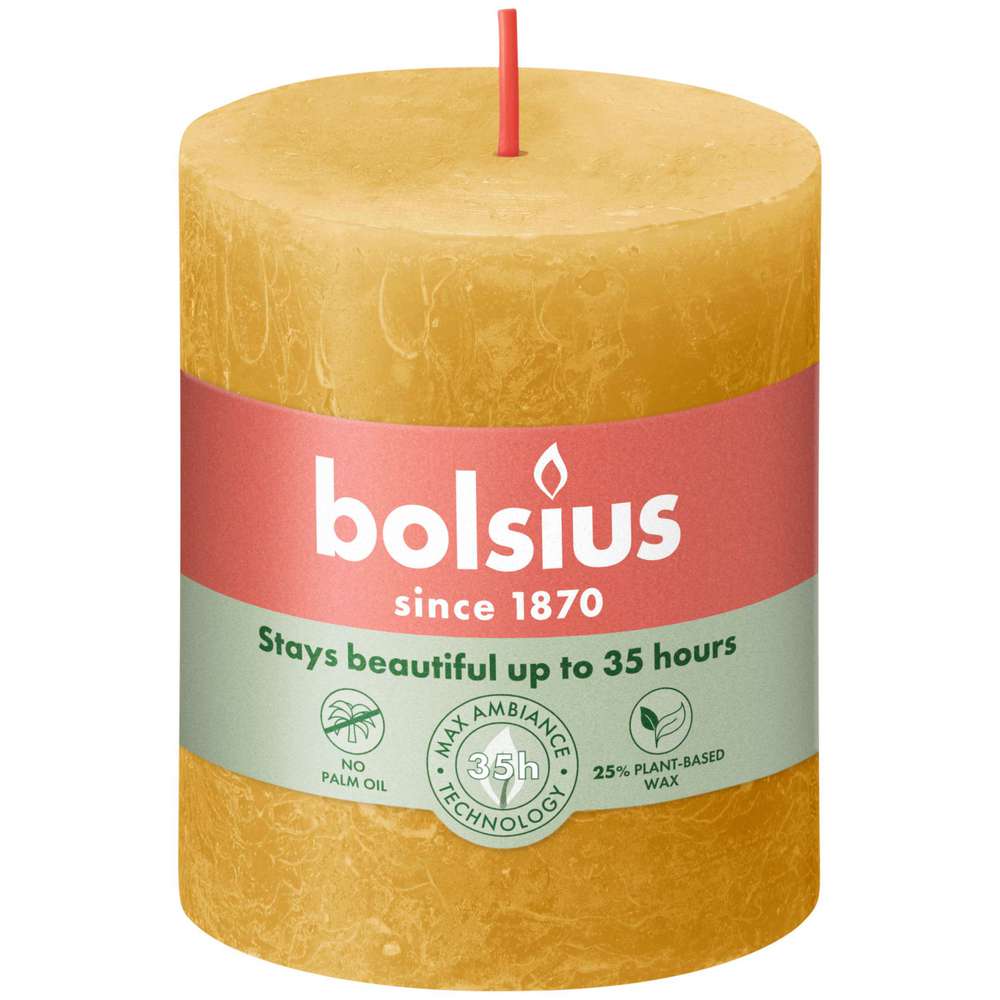 Produktabbildung Bolsius Rustik Kerze 8x6,8cm, honigwabengelb