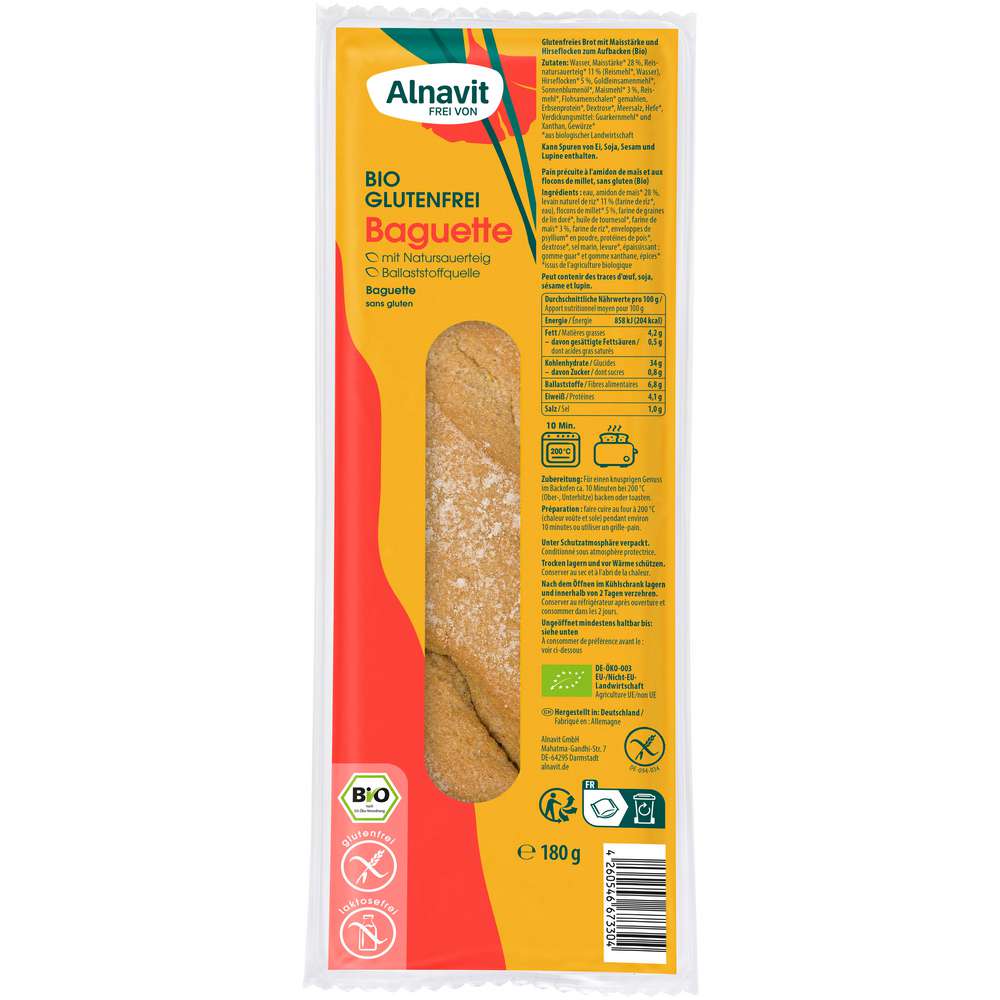 Produktabbildung Alnavit Bio Aufback-Baguette, Glutenfrei