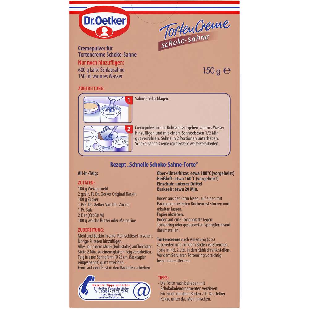 Produktabbildung Dr. Oetker Tortencreme, Schoko-Sahne