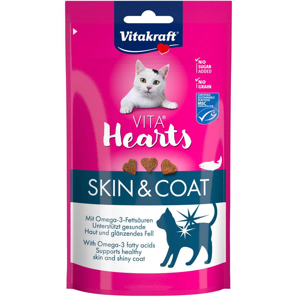 Produktabbildung Vitakraft Katzen-Snack Hearts, SkinCoat Lachs