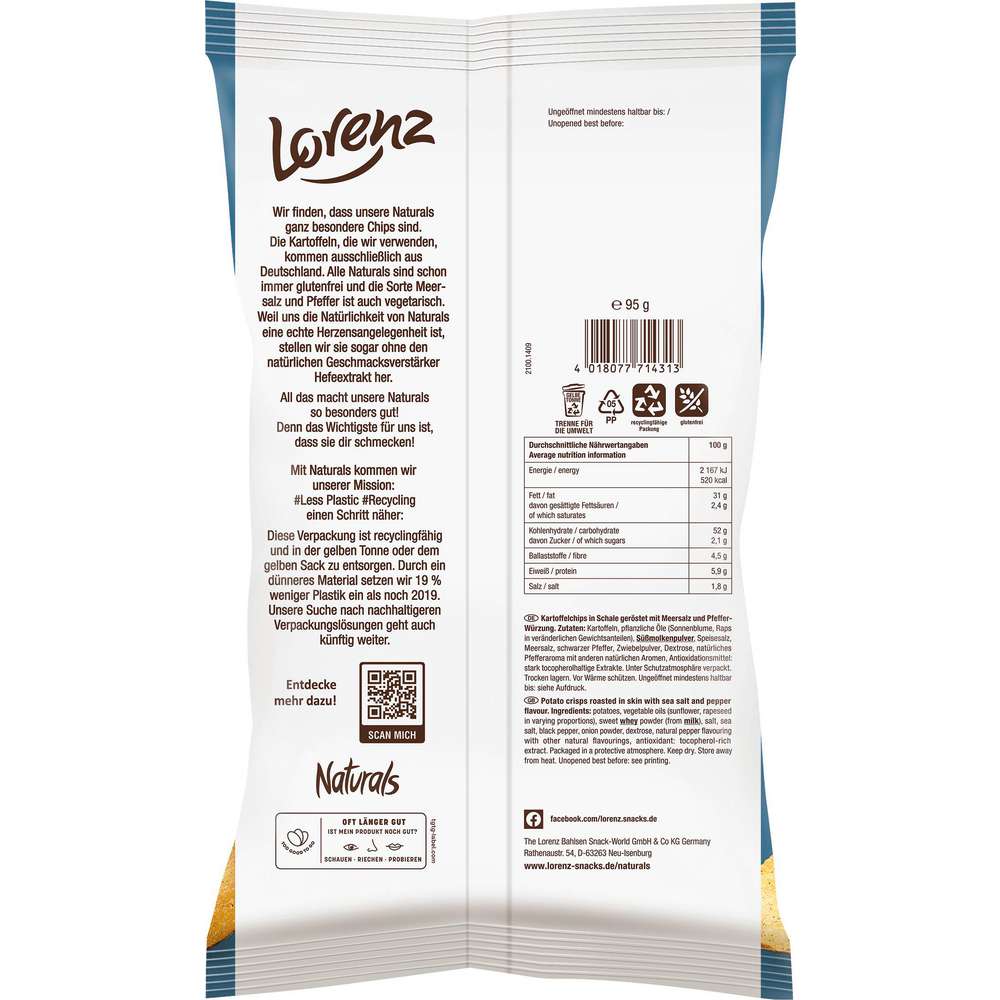 Produktabbildung Naturals Chips Naturals, Meersalz & Pfeffer