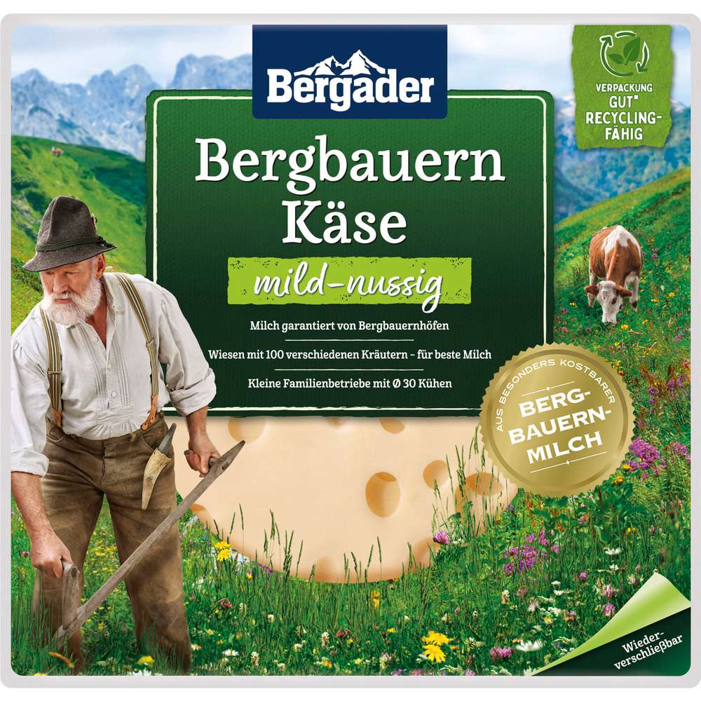 Produktabbildung Bergader Bergbauern Käsescheiben, mild-nussig