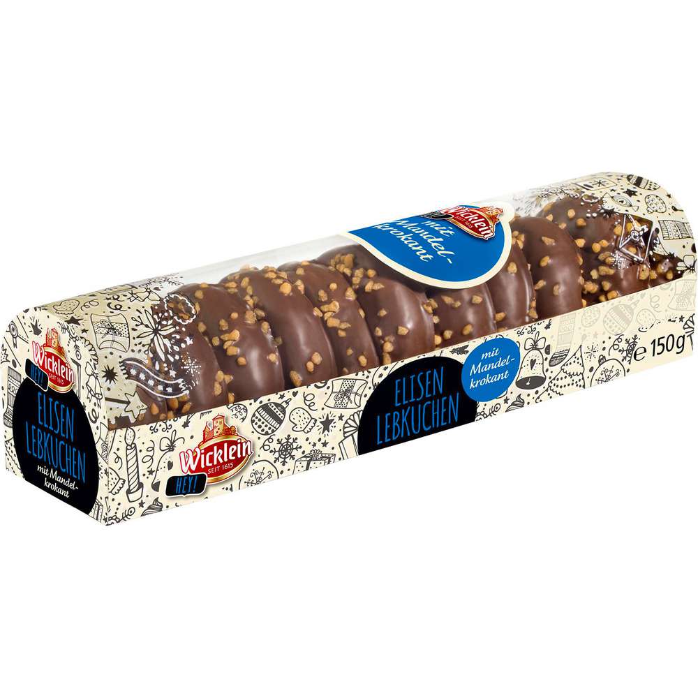 Produktabbildung Wicklein Elisen-Lebkuchen Mini, Mandelkrokant mit Schokoladenüberzug