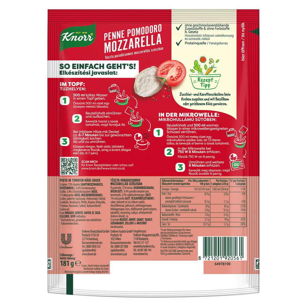 Produktabbildung Knorr Fertiggericht Spaghetteria, Pomodore Mozzarella