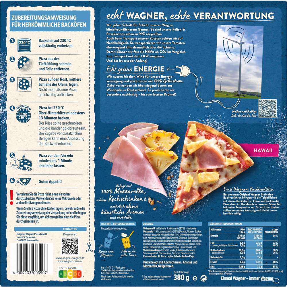 Produktabbildung Wagner Steinofen Pizza Hawaii, tiefgekühlt