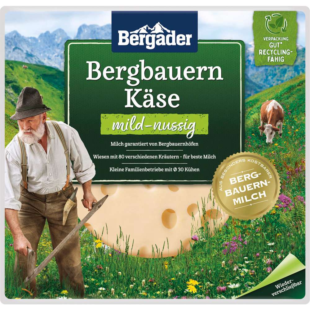 Produktabbildung Bergader Bergbauern Käsescheiben, mild-nussig