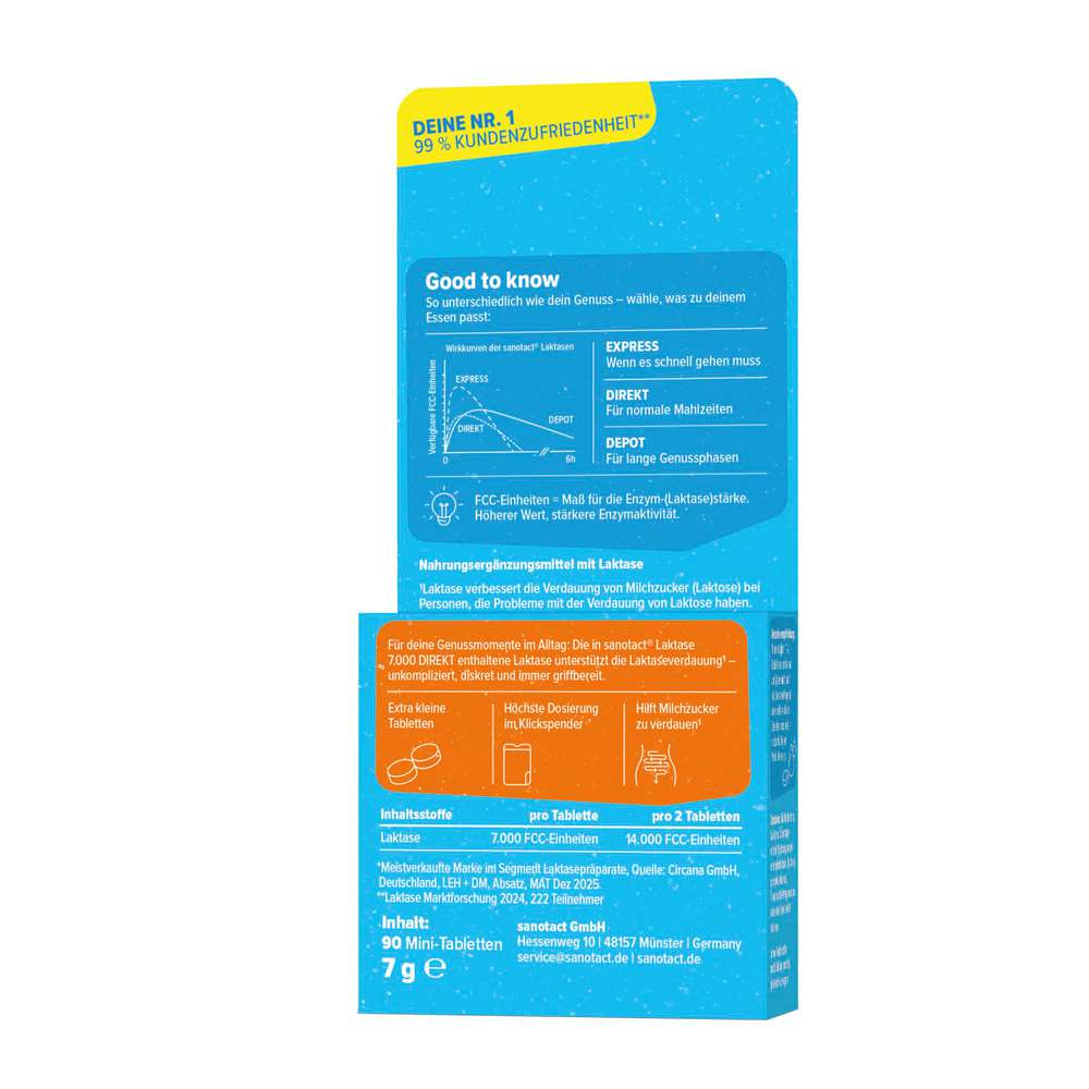 Produktabbildung sanotact Laktase 7.000 Direkt Mini Tabletten