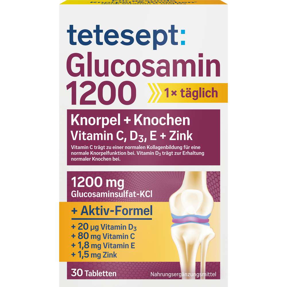 Produktabbildung tetesept Glucosamin 1200 mg, Knorpel+Knochen