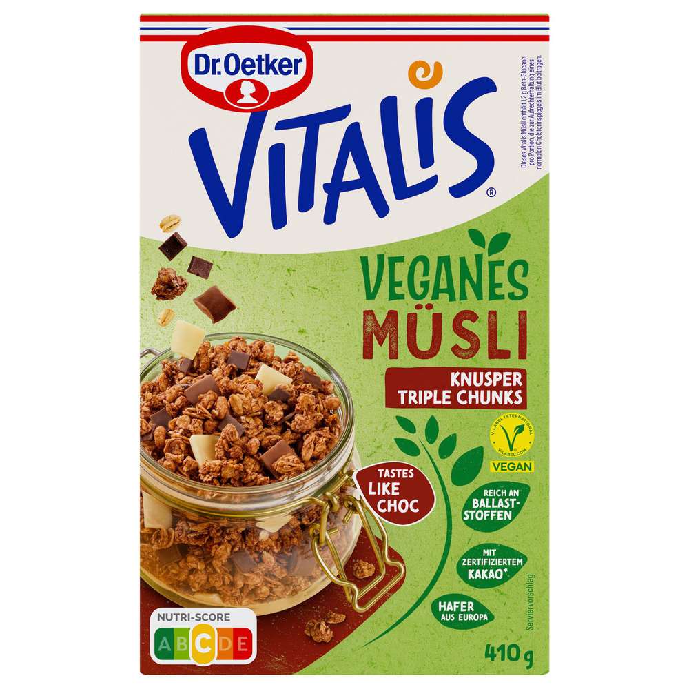 Produktabbildung Dr. Oetker Vitals Knusper Müsli Vegan, Triple Chunks