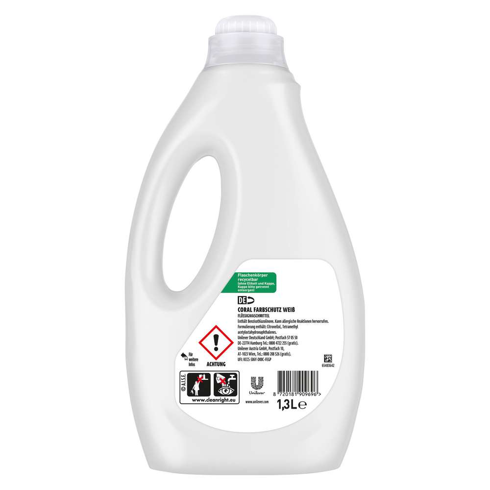 Produktabbildung Coral Fein-Waschmittel flüssig, Weißes & Helles